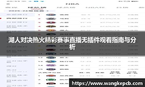 湖人对决热火精彩赛事直播无插件观看指南与分析